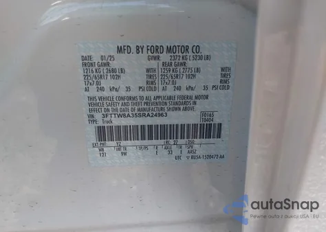 2025 Ford Maverick Xl z USA, uszkodzony, nr VIN 3FTTW8A35SRA24963